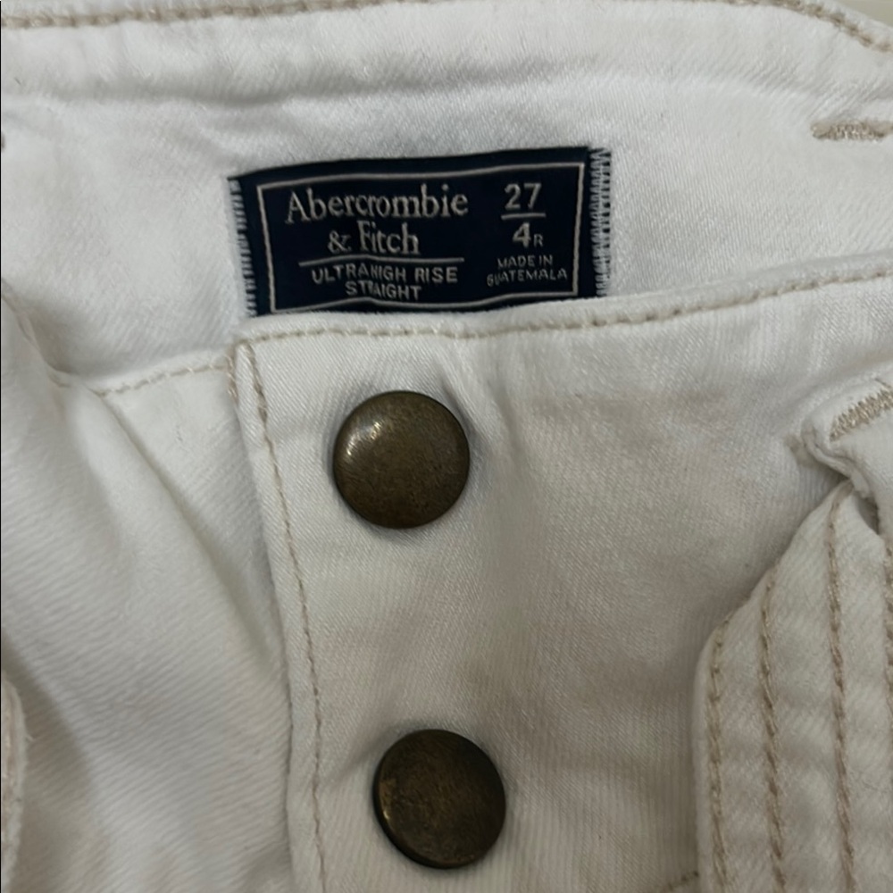 Abercrombie & Fitch Cream Ultra-High Rise Jeans - Picture 1 of 10